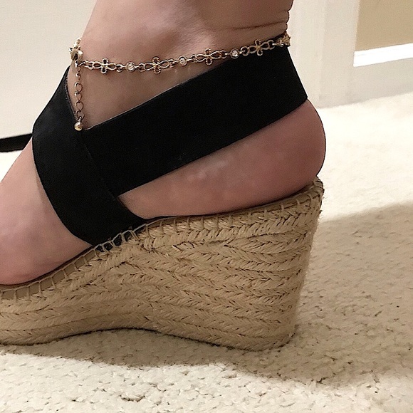 🆕🔥FRANCO SARTO ESPADRILLE BLACK💯SUEDE&💯LEATHER SEXY&CHIC&WOOVEN WEDGES!! - Picture 10 of 15